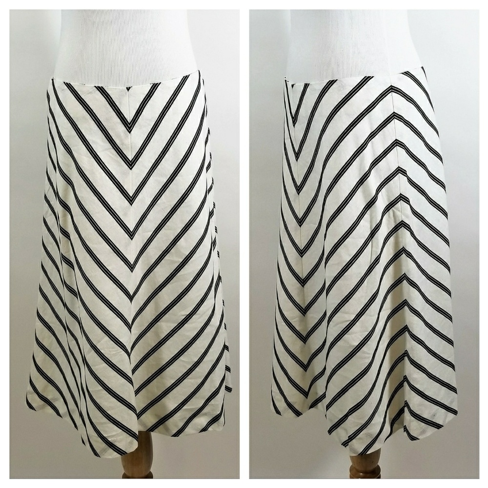 Talbots white skirt black chevron 10 Petite NWT